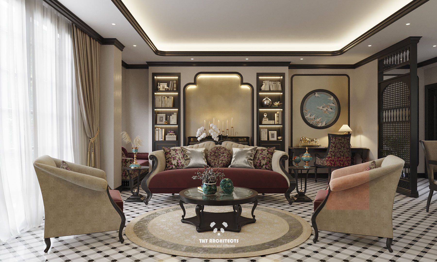 tht architects - Indochine home quận 7 - phòng khách bếp 02
